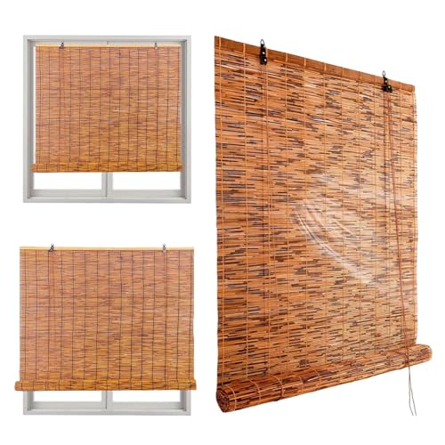 Tapparella Avvolgibile bambù Cortina di Canna Tessute A Mano Tenda Bamboo Tenda A Rullo in bambù Tendine A Pacchetto per Patio/Porta Personalizzabile Persiane(W45xH71IN(115x180CM))