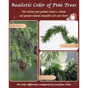 72 Christmas Artificial Norfolk Pine Garlands Real Touch Winter Faux Greenery Garland Realistic Artificial Garland for Table Mantle Fireplace Indoor Window Stairs Outdoor Decoration 1