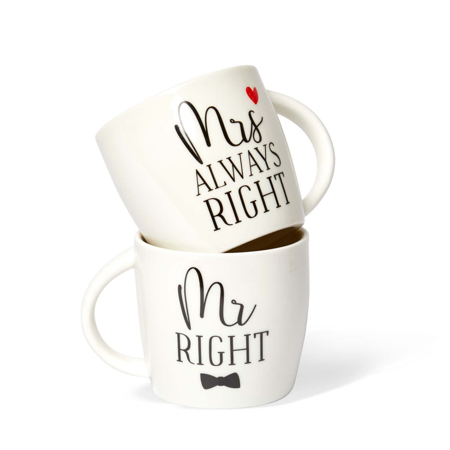 Occasion Mr Right & Mrs Always Right Novelty Mug Gift Set A Fun Gift for Couples