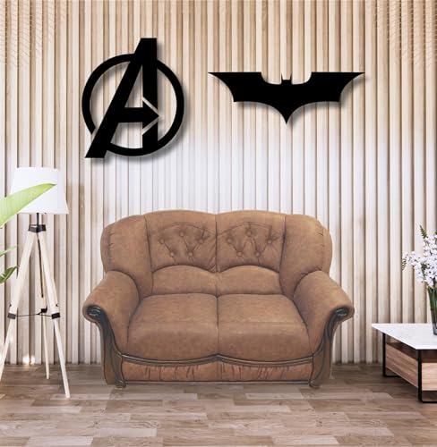 Image of TWIGGY Superhero 6mm MDF Wooden Wall Decor Set for Home, Office, or Gaming Room, Gift, Anime (pack of 2 | The Avengers, The Dark Knight)
