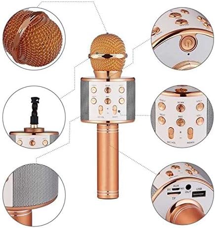 PSR Aksesuar WS-858 Bluetooth Karaoke Mikrofon – Kablosuz Hoparlör, Yankı Efektli, Gürültü Önleyici, 1800mAh Şarjlı, iOS & Android Uyumlu (Rose Gold)