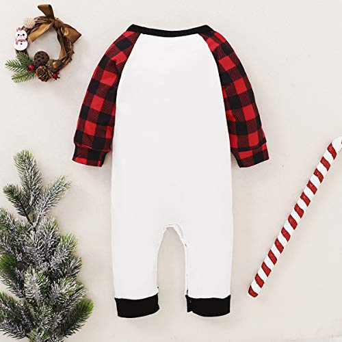 DERCLIVE 1 Stks Leuke Baby Romper Peuter Vrolijk Kerst Plaid Mouw Jumpsuit, Wit - Afbeelding 8