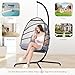 NICESOUL Swing Egg Chair Outdoor Indoor, Patio Wicker Hanging Egg Chairs with Stand, Swinging Hammock with Padded Cushions, 350lbs Sturdy Egg-Shaped Seating for Porch Bedroom Balcony Xmas Gift, Grey