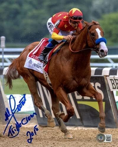 MIKE SMITH SIGNED AUTOGRAPHED 8x10 PHOTO + TRIPLE CROWN 2018 JUSTIFY BECKETT BAS