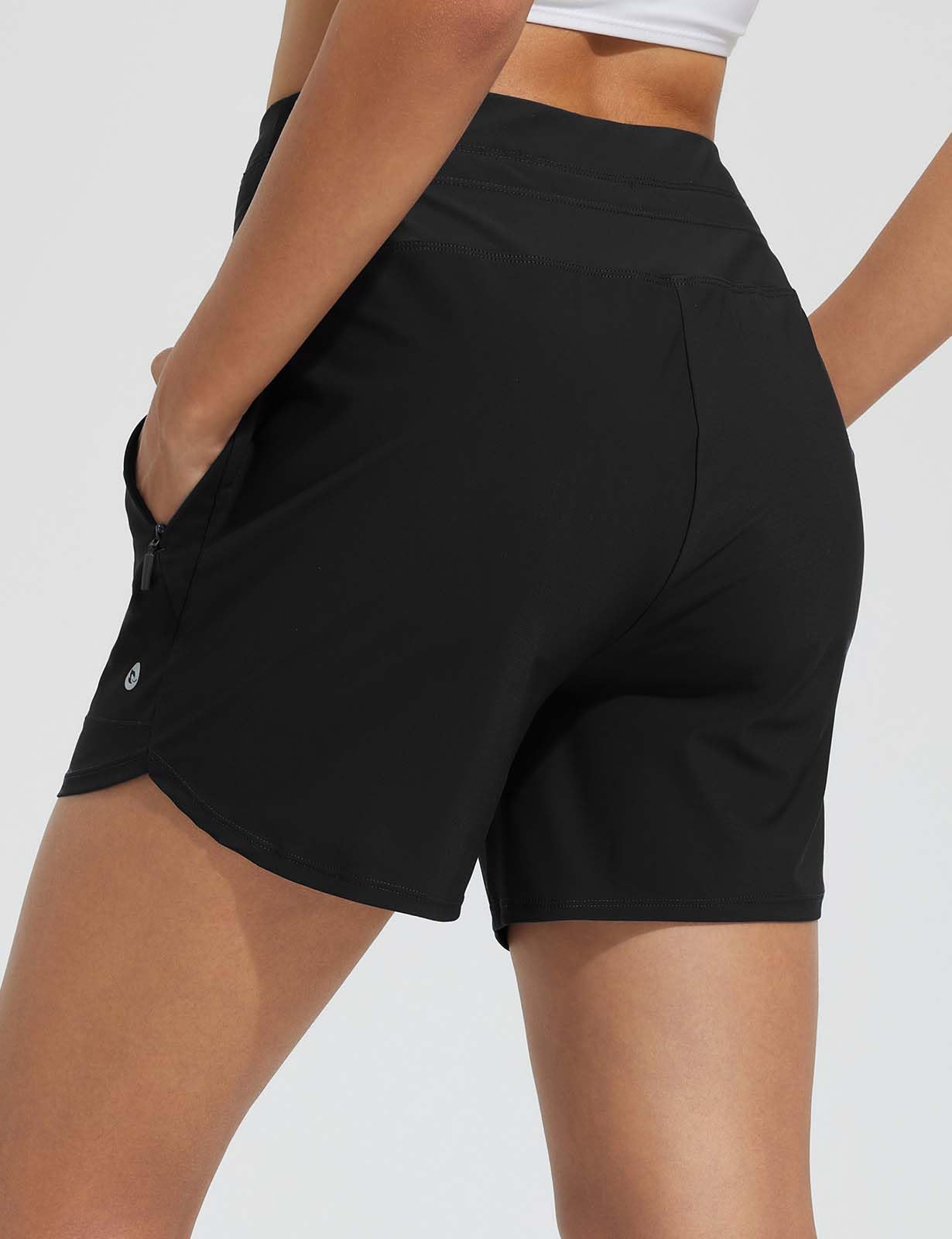 baleaf Short de Bain pour Femme Taille Haute de 12,7 cm - Contrôle du Ventre - Short de Plage, Poches zippées