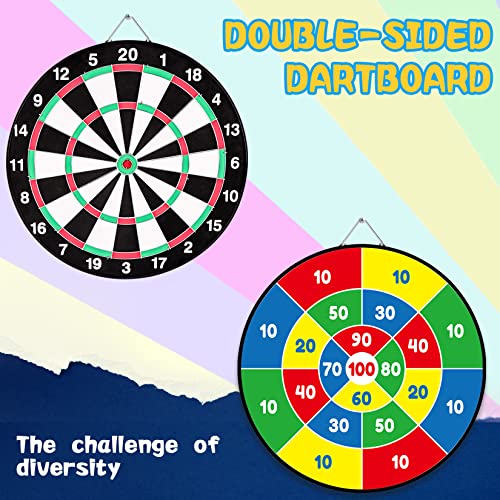 Double Sided Dart Board-13.5” Magnetic Dart Board/Steel Tip Dartboard-Instant Set-Up Reversible Dart Board-6 Magnetic Darts+6 Steel Darts-Dart Board For Kids And Adults, Fun Indoor/Outdoor Family Game #TOP1