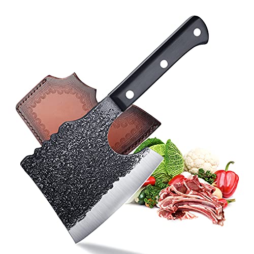 Bone cleaver cutting knife heavy duty bone chopper carbon steel b…