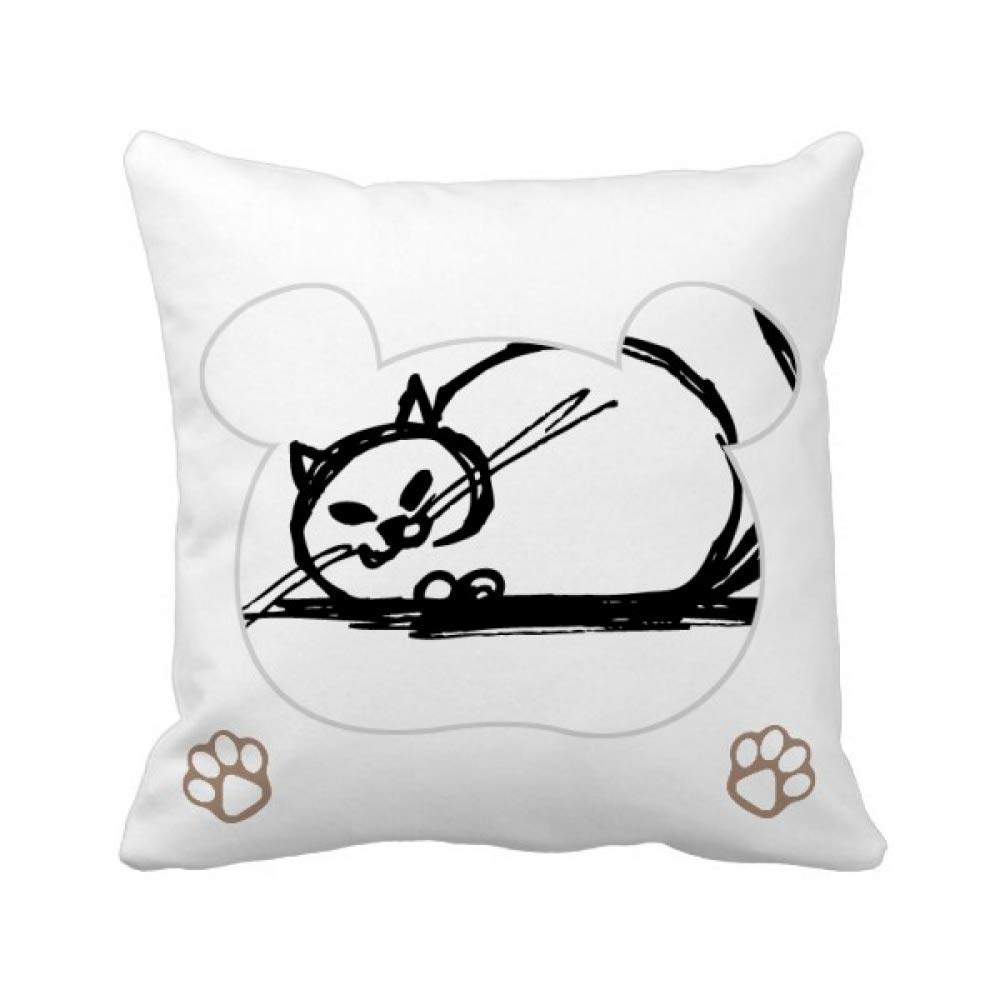 Housse de coussin chat bouclée Crazy Line carrée beige pour canapé