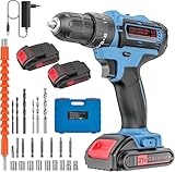 21V Akkuschrauber Set mit Koffer – 2×2000 mAh Akkus, 2-Gang, 25+3 Drehmomentstufen, 10 mm Schnellspannfutter, LED & 24-tlg Zubehör – Für Zuhause, Möbelbau & Renovierung