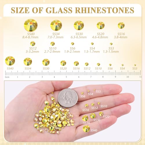 Image of 3000PCS SS20 /5mm Crystal Glass Rhinestones for Bedazzling (Metal Sunlight) | Flatback Rhinestones for Crafting DIY Nail Art Makeup Decoration, Gems Diomand Charms for Tumbler Shoes Clothing Mug