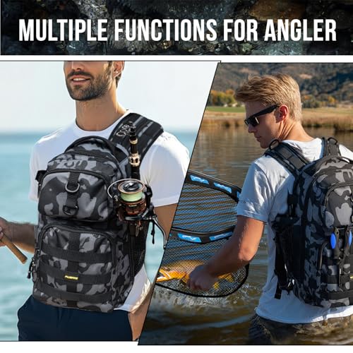 PLUSINNO Fishing Backpack with Floating Fishing Net, Tackle Boxes, Waterproof Sling Tackle Bag For Fish Gear With Rod Holder, Gifts for Men by PLUSINNO - Image 7