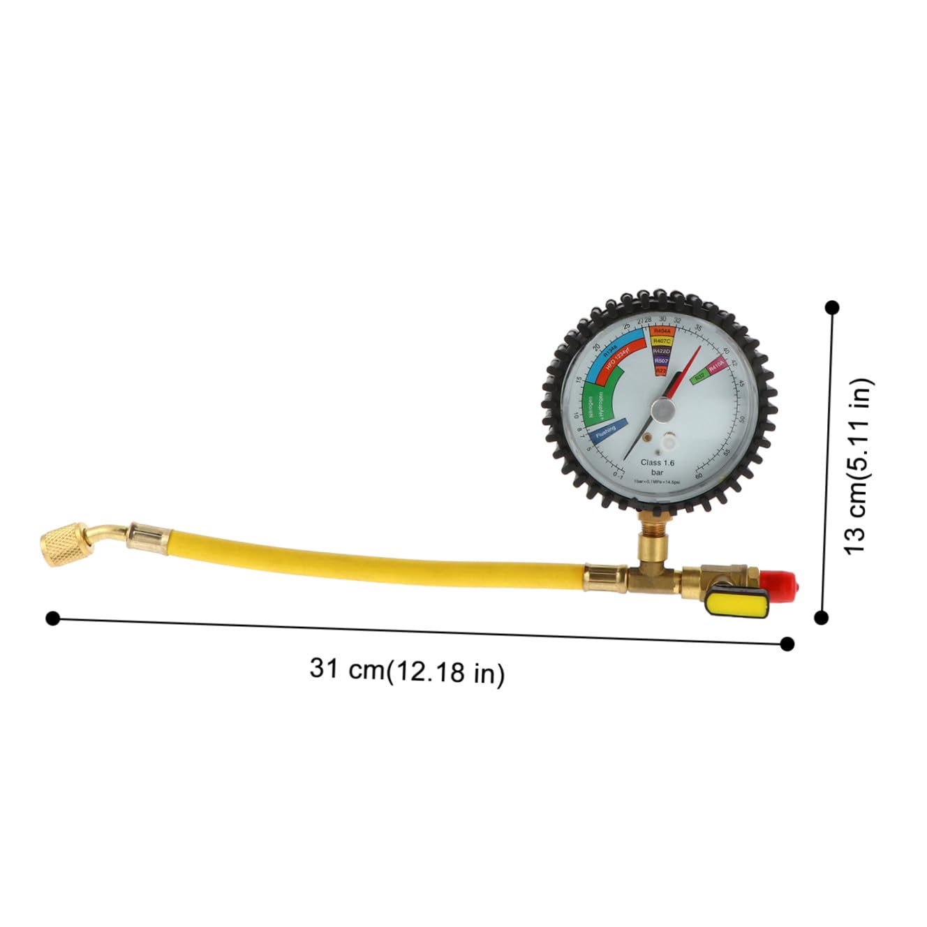 PACKOVE Manómetro de Presión para Prueba de Presión Estructura Esférica y Pantalla Grande Adecuado para Fiesta Verano Color Aleatorio para Nitrógeno en Aire Acondicionado y Refrigeración