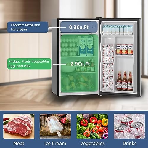 Bangson US-BSR-101-2 Mini Fridge With Freezer, 3.2Cu.Ft, Single Door Small Refrigerator, Energy-Efficient thumb #4