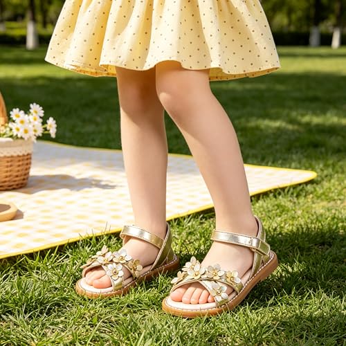 Image of GINFIVE Toddler Girls Sandals Little Girls Kids Summer Shoes Toddler Sandals