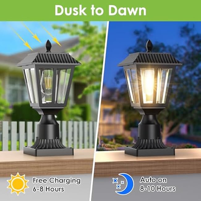 Greluna Solar Post Lights With Pier Mount Base Warm White