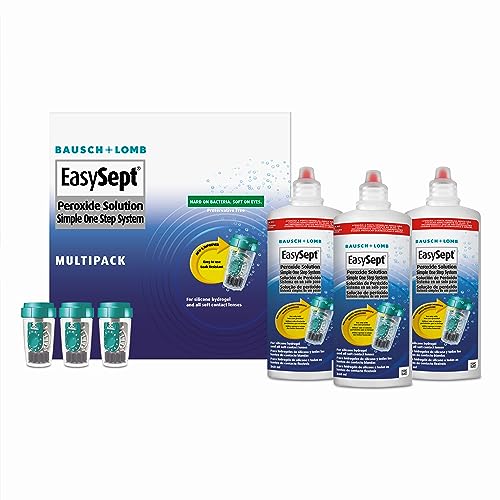 Price comparison product image EasySept Hydrogen Peroxide Multipack,  3x 360ml Contact Lens Solution Simple One Step System for Disinfection of Soft Contact Lenses & Lens Case with Neutralising Disc