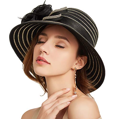 Go Mai Accessories Lady Derby Dress Church Cloche Hat Bow Bucket Wedding Bowler Hats Travel Casual Hat Black