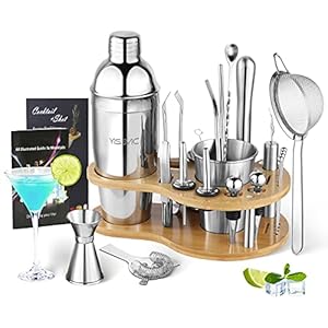 YISSVIC Cocktail Set 22 stuks, cocktailbar-accessoires. mix set roestvrij staal, cocktailshaker 750 ml, met houten…