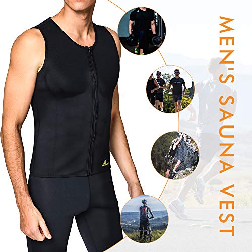 Gowhods Waist Trainer Sweat Vest for Men, Hot Neoprene Sauna Tank Top with Zipper, Compression Workout Corset|Slimming Body, Heat Keep Thermal Underwear, Gym Suit - Thumbnail 2