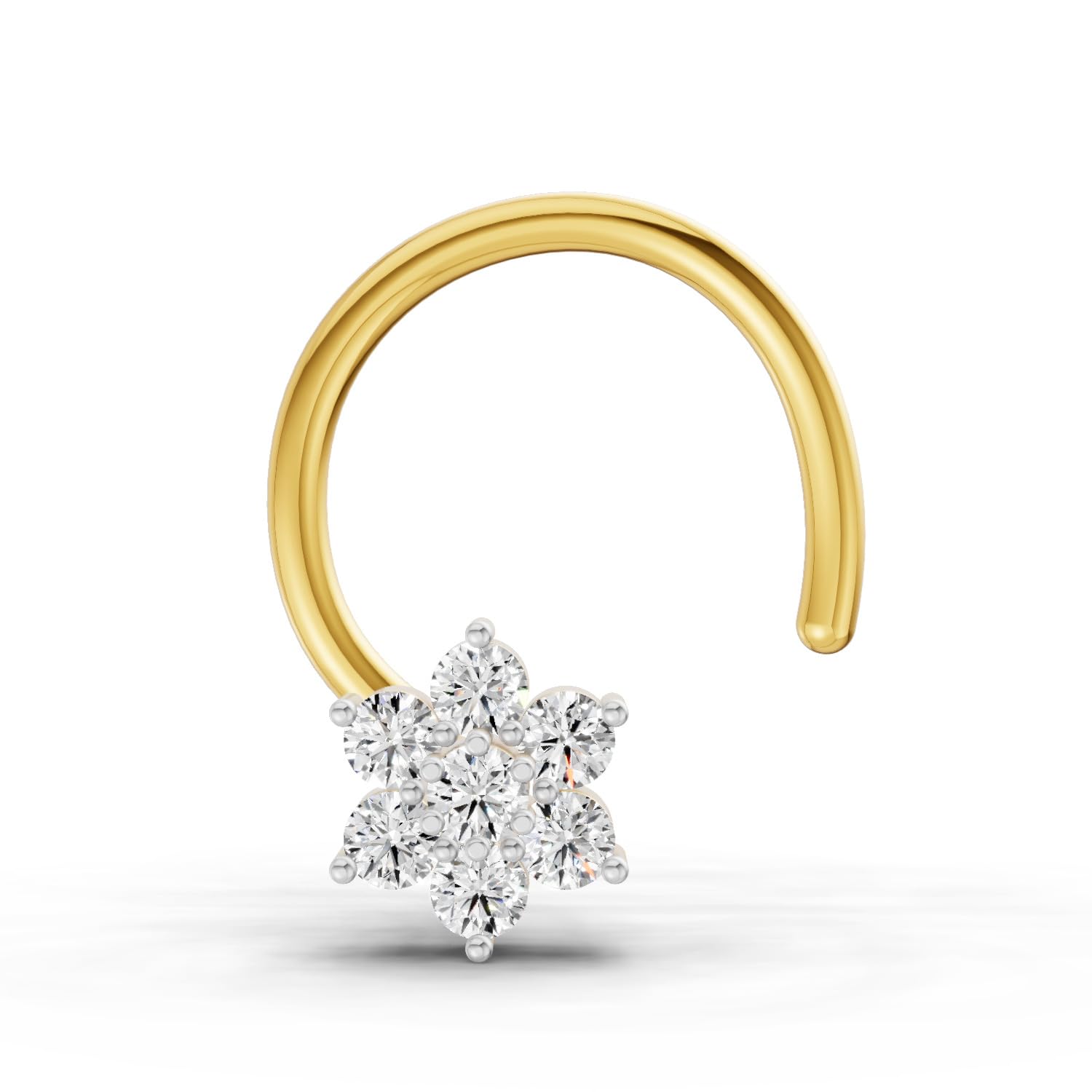Lab Grown Diamond 0.07CT 925 Sterling Silver Gold Plated Round Shape Nose Pin-image-34