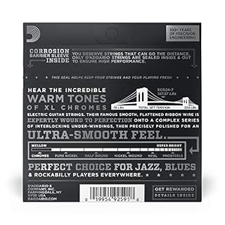 D’Addario Chromes ECG24-7 Cordes à filet plat pour guitare électrique 7 cordes Jazz Light 11-65 & EXL110-7 Cordes en… - Les Beatles, Paul McCartney, John Lennon, RIngo Starr, George Harrison D'Addario Chromes ECG24-7 Cordes à filet plat pour guitare électrique 7 cordes Jazz Light 11-65 & EXL110-7 Cordes en… – Image 3
