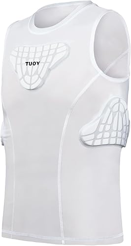 Miniatura 8 de TUOY Youth Padded Shirt Chest Rib Protector Heart Guard Sternum Protective Compression Shirt