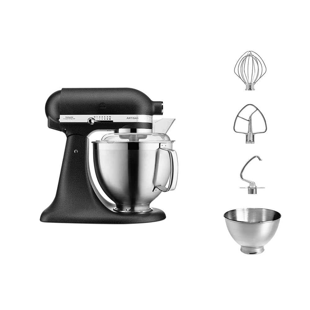 KitchenAid Artisan Küchenmaschine mit kippbarem Motorkopf – Edelstahl-Schüsseln (3 L und 4,8 L), 300 W Direktantrieb, 10 Geschwindigkeiten