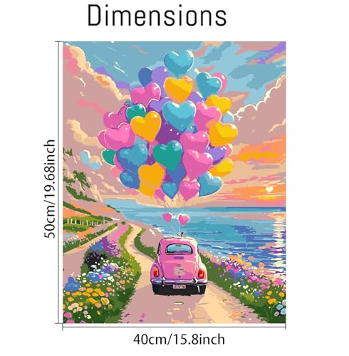 Image of Clendo Balloon Paint by Numbers Kit for Adults, Car Paint by Number for Adults Beginner on Canvas, Ideal Gift Choice for Birthday and Festival, DIY Acrylic Paints for Wall Decor 16x20inch