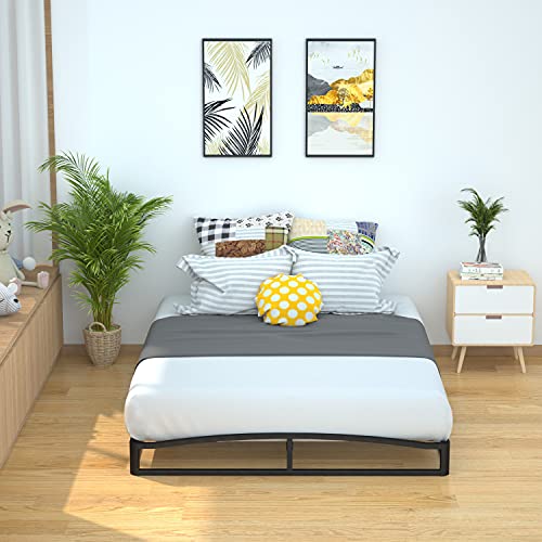 Image of Amazon Basics Metal Platform Bed Frame with Wood Slat Support, Under-Bed Storage, 6 inches High, Full, Black