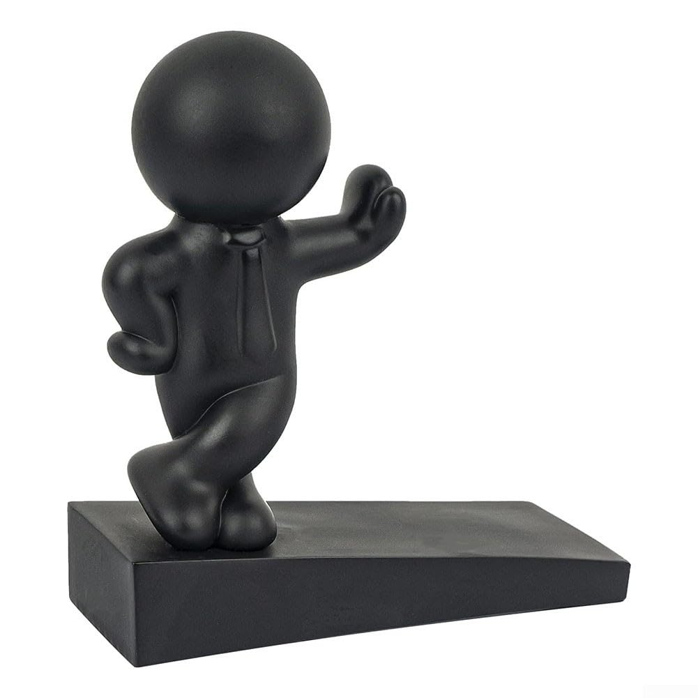 HaloModora Secure Decorative Door Stopper with Anti Slip Base, Suitable for Use with Light to Medium Weight Doors, Protects Floors and Pets (black)
