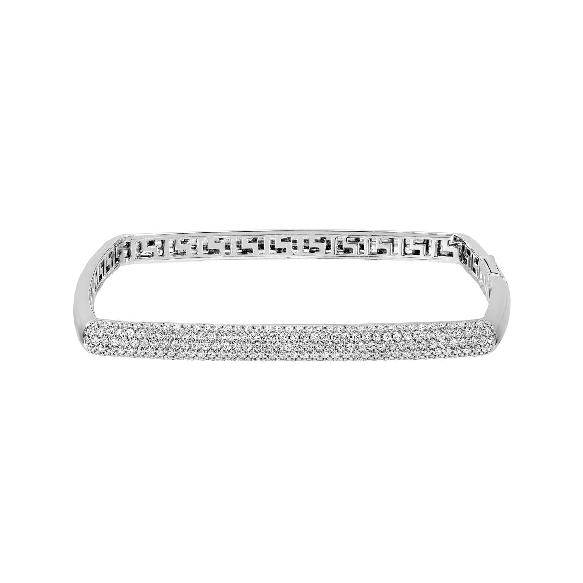 Pave Diamond Square Bangle - 14K White Gold