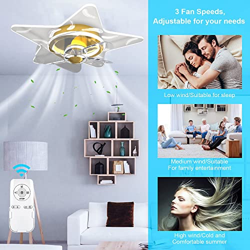 Ventilateur de plafond pour chambre à coucher avec lumière et télécommande - 5