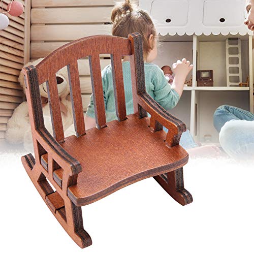 Qudinip Mecedora para Casa de Muñecas 1:12, Muebles en Miniatura, Regalo de Madera Duradero para Niños y Decoración del Hogar