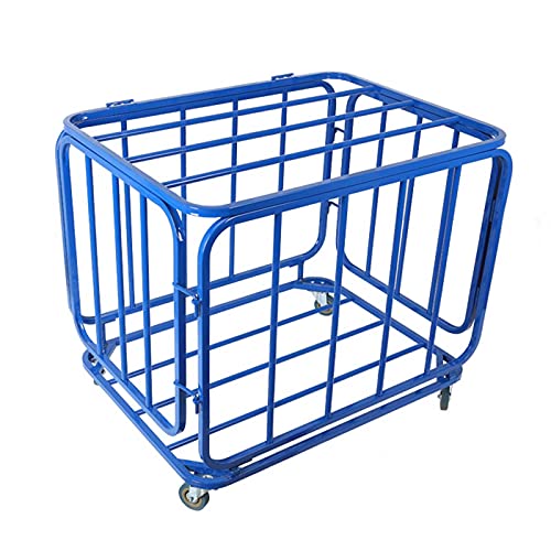 Large Foldable Ball Rack Cart - Heavy Duty Blue Stainless