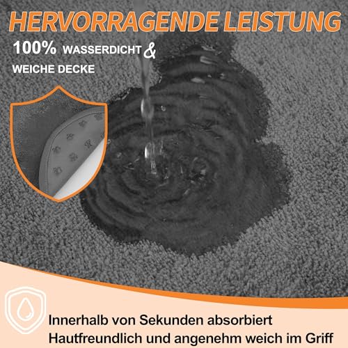 Bunlitent Waschbare Hundepads 165x122 cm 3er Set, Waschbare Haustier-Urinunterlage Schnell Absorbierend, Wasserdicht für Welpen & Inkontinente Hunde, Stubenreinheit & Training, Grau
