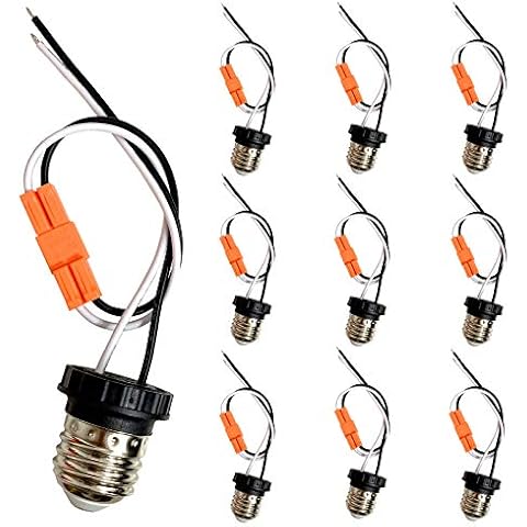 Yiliaw E26 Socket Adapter 10 Pack, Medium Base Male Screw in Light Bulb Socket Pigtail for Led Ceiling Lights Downlight Cover