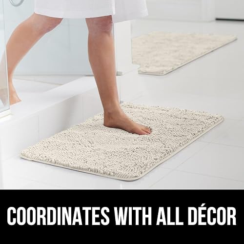 Vista 144 de Gorilla Grip - Tapete de baño de 30” x 20”, de felpilla gruesa, suave y absorbente, secado rápido, de microfibra, con reverso de caucho, para piso