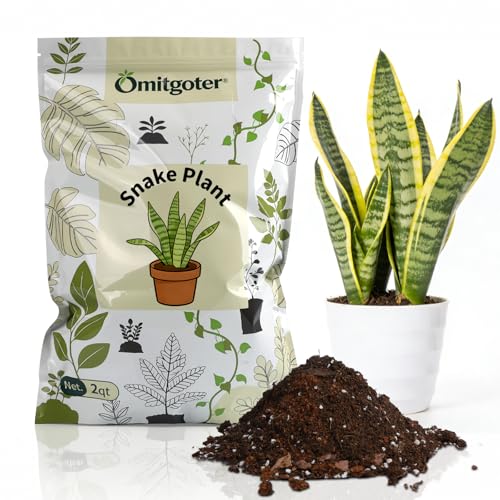Omitgoter Organic Snake Plant Potting Soil 1qt- Well-Draining Nutrient-Rich Mix for Healthy Roots & Faster Growth, Natural Soil for Sansevieria Plants
