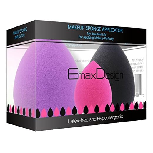 EmaxDesign Set de 3 esponjas para aplicar maquillaje, corrector, polvo, crema y colorete, sin látex, hipoalergénicas e inodoras
