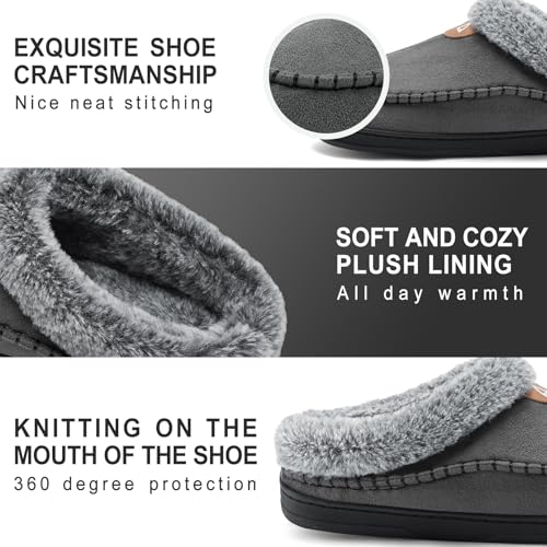 Image of ATHMILE Slippers for Men Warm Moccasin Memory Foam House Shoes Indoor | Outdoor Fuzzy Plush Fluffy Lined Clog Wide Slip-on Loafer for Home Bedroom Dad Gifts