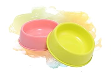 Pets Empire Pet Single Round Bowl Easy Cleaning Pet Bowl for Dog and Cat Made of Environmental Health Plastic Safe Non-Toxic (Pack of 2) (Small)