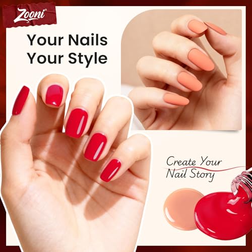 Set de Esmaltes en Gel Zooni 8 Piezas Colores Nude Rosa y Rojo miniatura 5