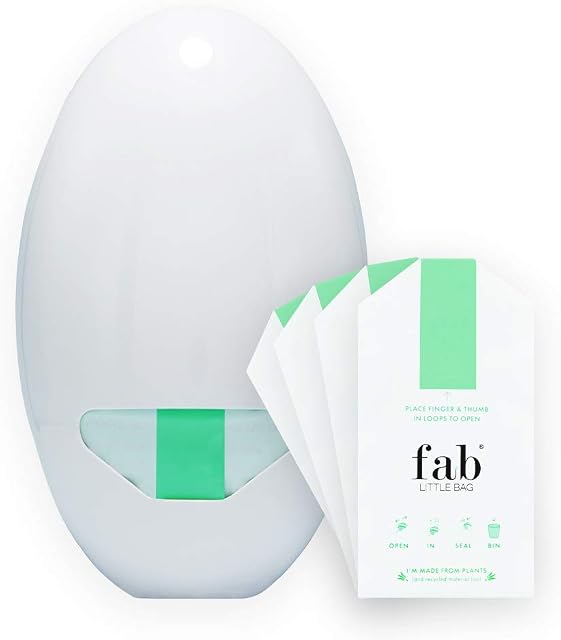 Fab Little Bag Sanitary Disposal Bag Dispenser Unit + Refill Packs - for Offices, Hotels, Public Toilets, Gyms, Restrooms (1 x Dispenser, 100 Refill Bags)
