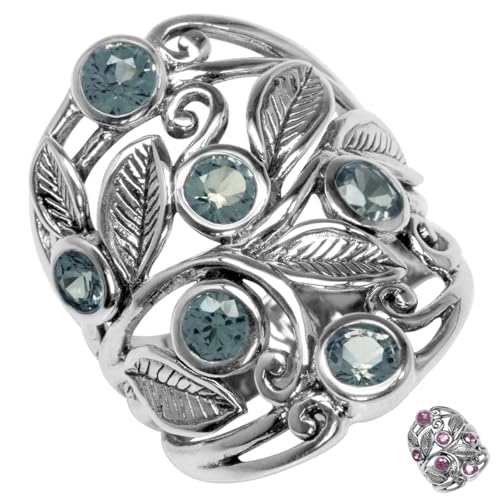 Silvershake Simulated Color Change Alexandrite 925 Sterling Silver Filigree Leaf