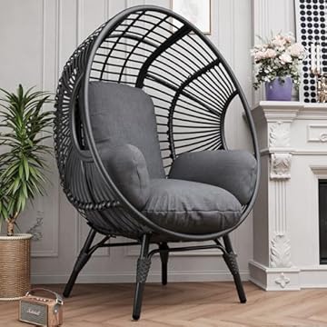 black wicker egg chair