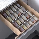 Jadehom 19 x 13 Inches Spice Drawer Organizer, 4 Tier Clear Acrylic Expandable In-Drawer Seasoning Jars Rack, Kitchen Drawer Spice Insert Tray for Cabinet/Countertop