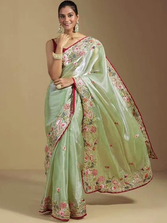 Sari en soie de qualité supérieure KULIA avec étoffe de chemisier - 7