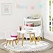 UTEX Kids Wood Table and Chair Set, Kids Play Table with 2 Chairs,3 Pieces Wood Round Table for Toddlers, Girls, Boys,White