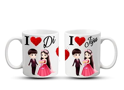 Evastu I Love My Didi Jiju Printed Couple Coffee Mug for Birthday, Wedding Anniversary Gift Family Couple Mug, Set of 2 (Microwave Safe Ceramic Tea Coffee Mug-400ml)