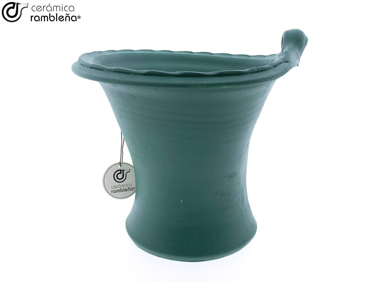Ceramiczna RAMBLEÑA | ozdobna doniczka na ścianę w kolorze Cordoba zielona | duża donica | ozdobna donica do użytku na zewnątrz | doniczka wisząca | 100% ręczna robota, 25 x 22 x 23 cm